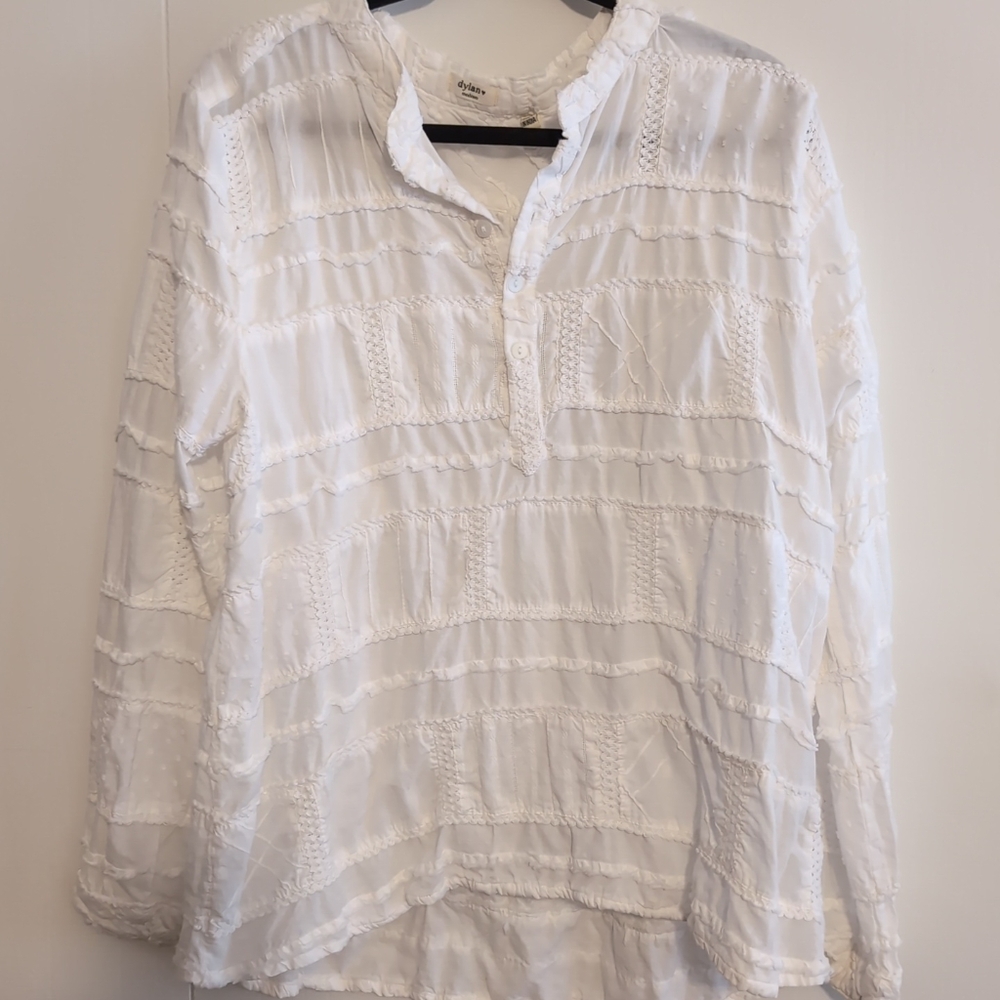 Dylan White Patchwork Blouse Size Medium - image 1